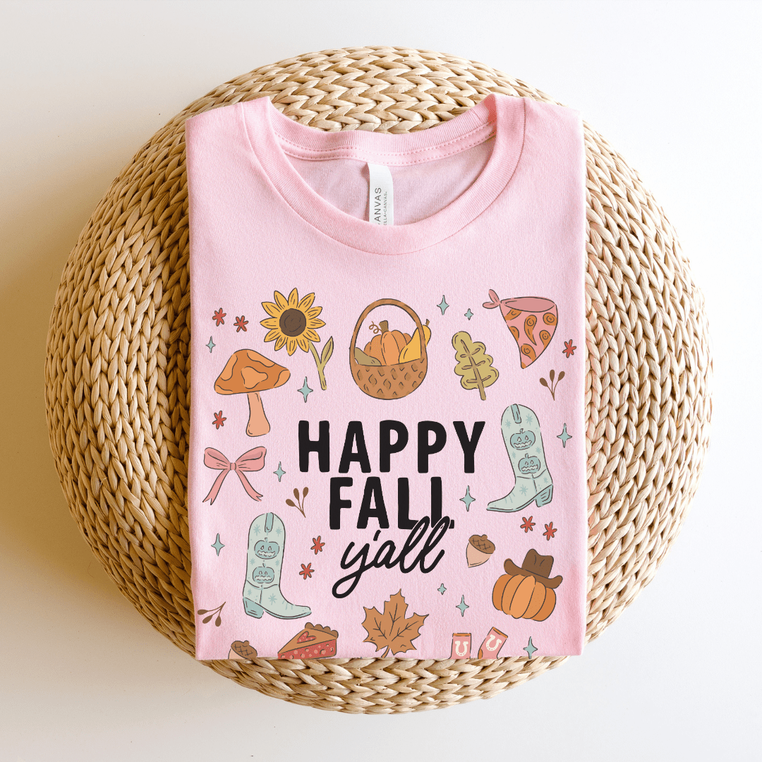 "Happy Fall Ya'll" Leaves Teacher T-shirt - Teacher Care Crate - T-Shirt