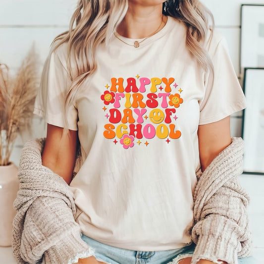 "Happy First Day of School" Teacher T-shirt - Teacher Care Crate - T-Shirt
