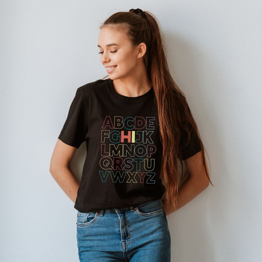 "HI Alphabet" Teacher T-shirt - Teacher Care Crate - T-Shirt