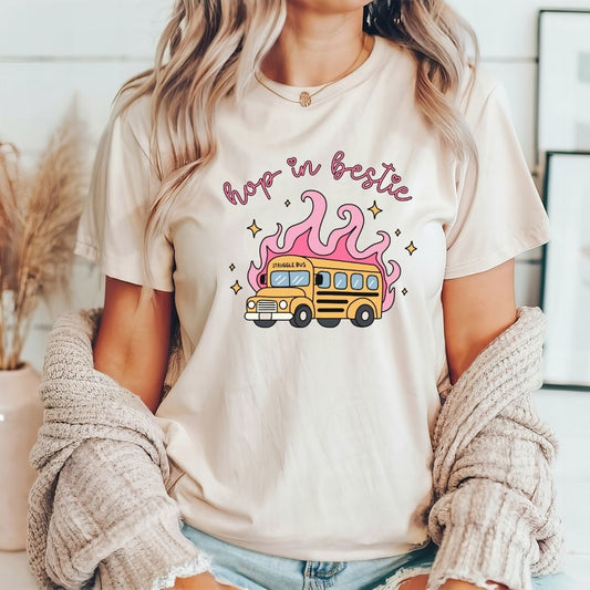 "Hop in Bestie" Struggle Bus Teacher T-shirt - Teacher Care Crate - T-Shirt