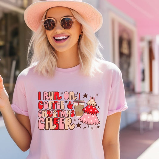 "I Run on Coffee & Christmas Cheer" Holiday Teacher T-shirt - Teacher Care Crate - T-Shirt