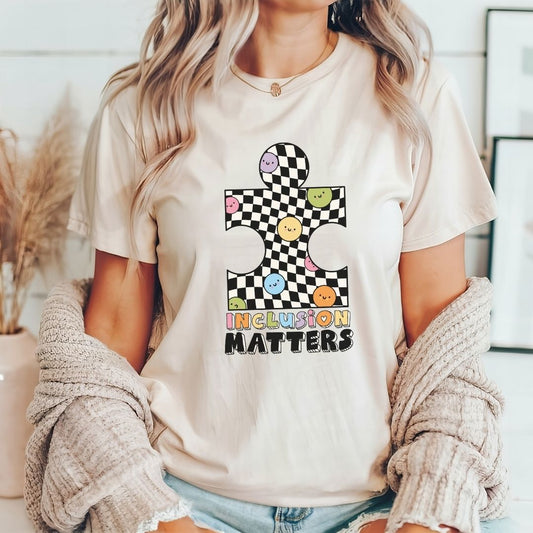 "Inclusion Matters" Puzzle Teacher T-shirt - Teacher Care Crate - T-Shirt