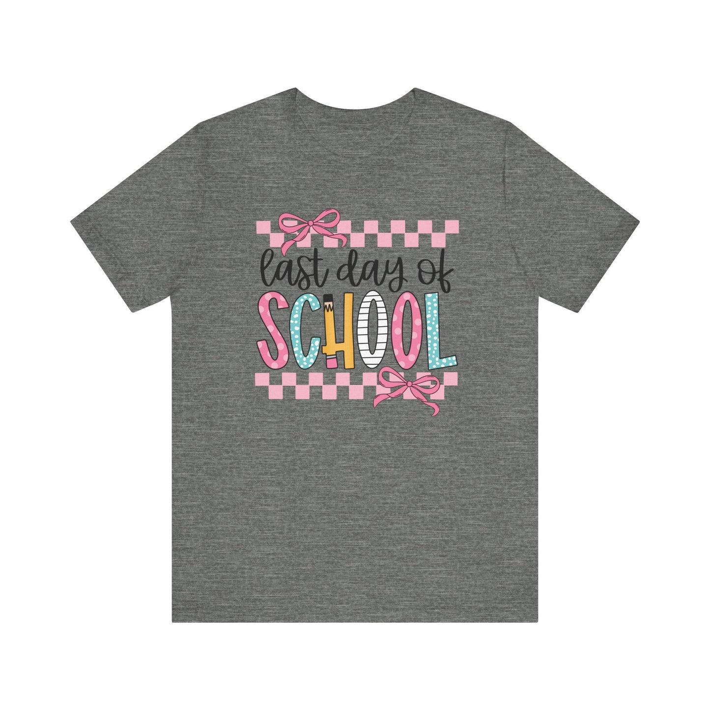 "Last Day of School" Coquette Bow Teacher T-shirt - Teacher Care Crate - T-Shirt