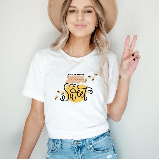 "Life is Short, Make it Sweet" Bee Teacher T-shirt - Teacher Care Crate - T-Shirt
