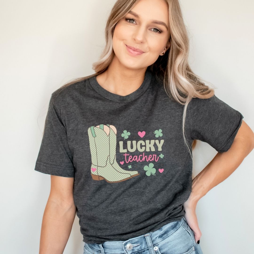 "Lucky Teacher Boots" Teacher T-shirt - Teacher Care Crate - T-Shirt