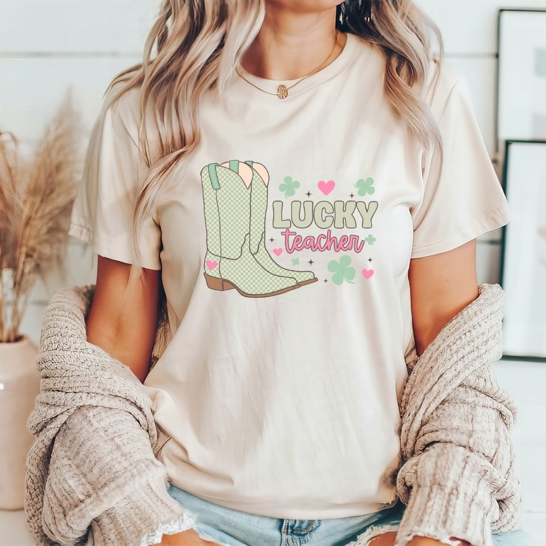 "Lucky Teacher Boots" Teacher T-shirt - Teacher Care Crate - T-Shirt
