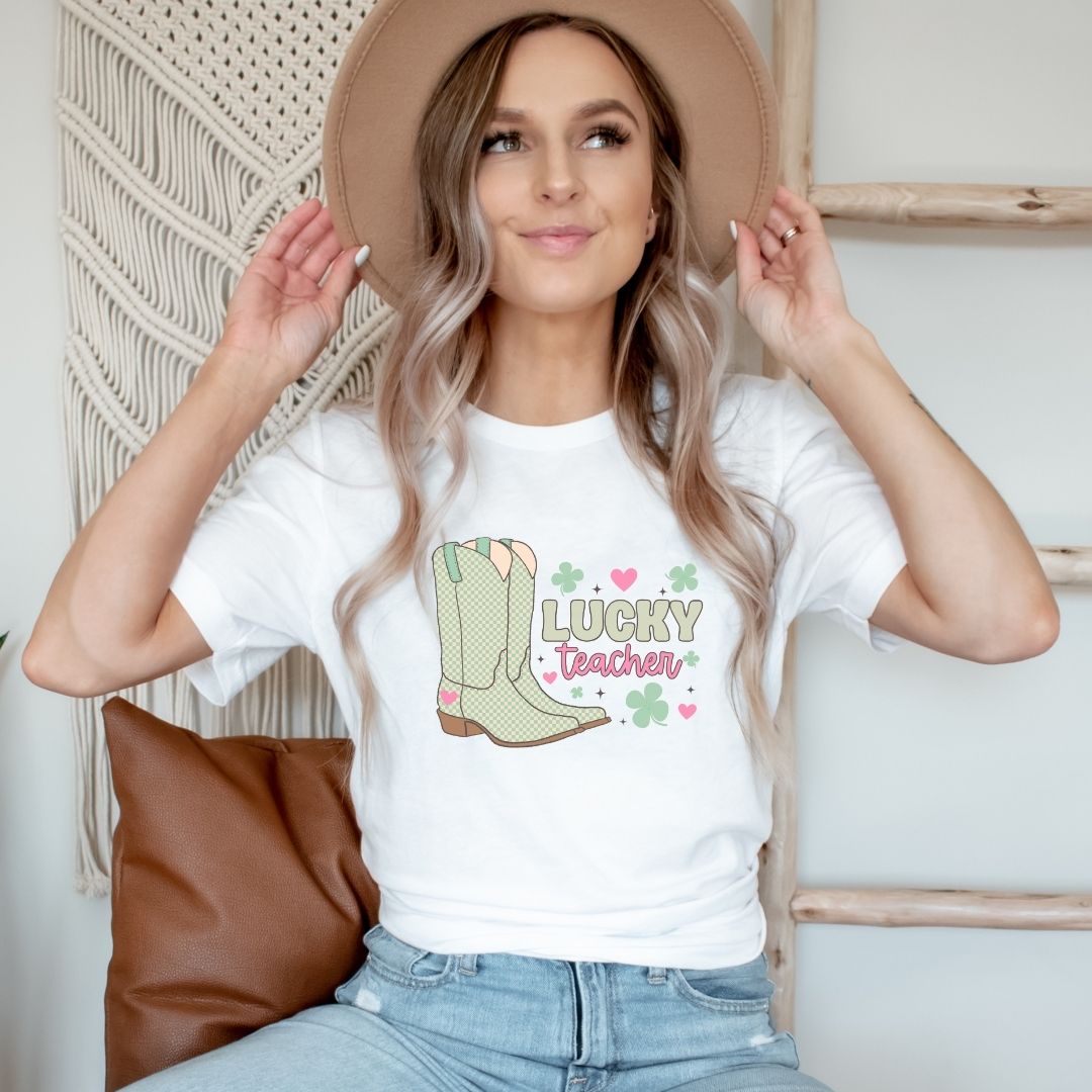 "Lucky Teacher Boots" Teacher T-shirt - Teacher Care Crate - T-Shirt