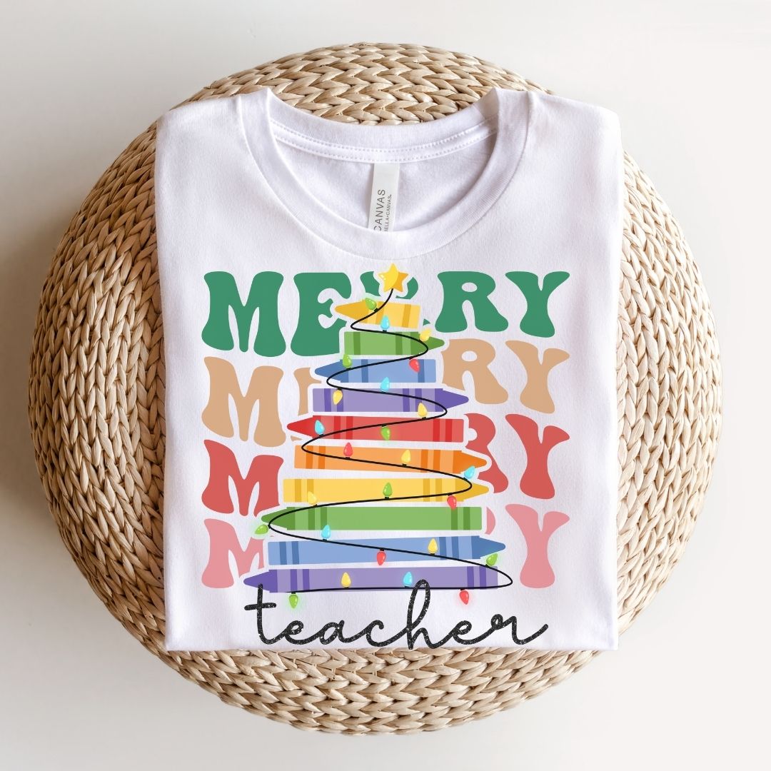 "Merry Teacher" Holiday T-shirt - Teacher Care Crate - T-Shirt