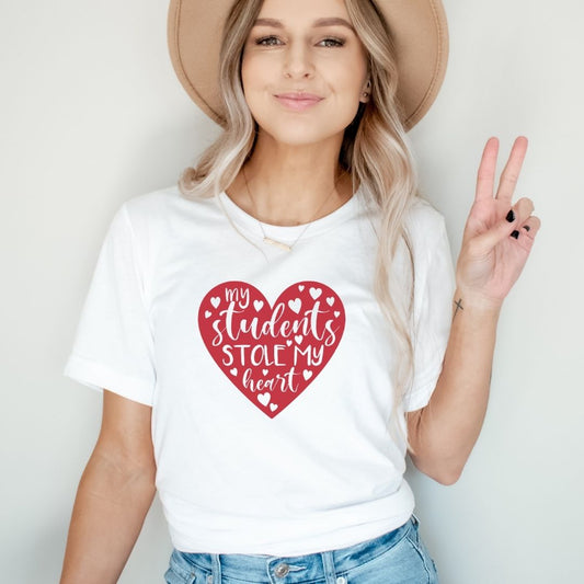 "My Students Stole My Heart" Valentine's Teacher T-shirt - Teacher Care Crate - T-Shirt