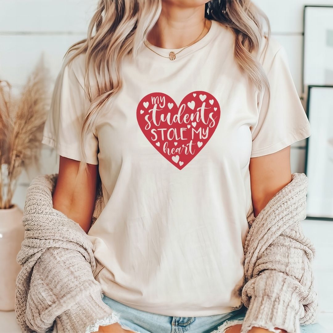 "My Students Stole My Heart" Valentine's Teacher T-shirt - Teacher Care Crate - T-Shirt