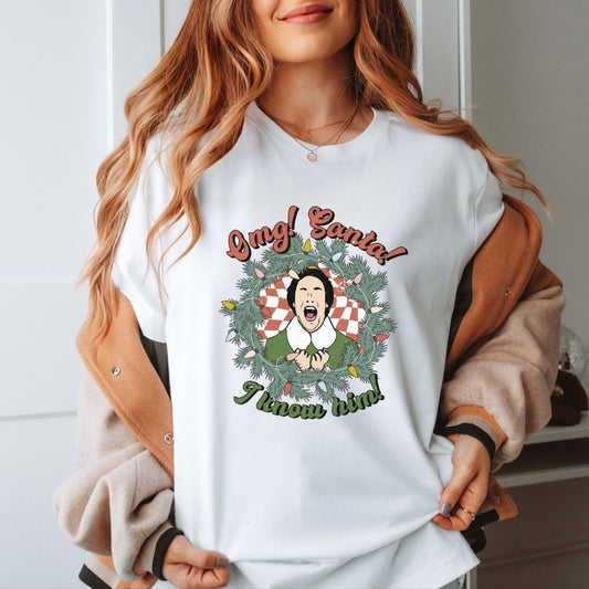 "OMG! Santa! I Know Him!" Elf Teacher T-shirt - Teacher Care Crate - T-Shirt