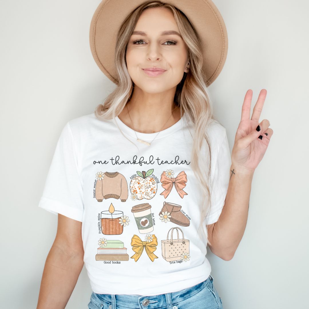 "One Thankful Teacher" Fall Things Teacher T-shirt - Teacher Care Crate - T-Shirt