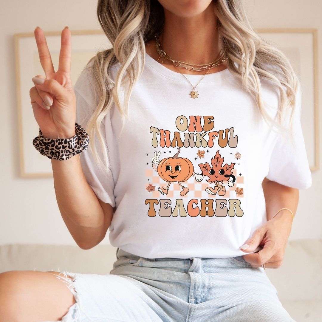"One Thankful Teacher" Teacher T-shirt - Teacher Care Crate - T-Shirt