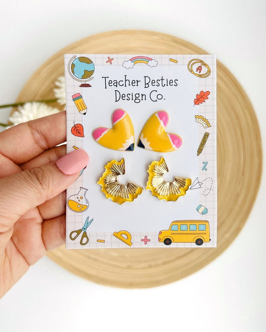 Pencil Heart Earrings - Teacher Care Crate -
