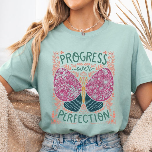 "Progress Over Perfection" Teacher T-shirt - Teacher Care Crate - T-Shirt