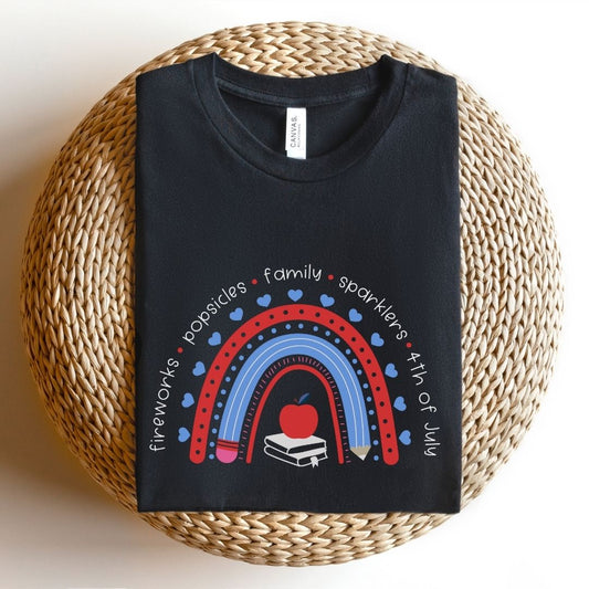 "Red, White, & Blue Rainbow" Teacher T-shirt - Teacher Care Crate - T-Shirt