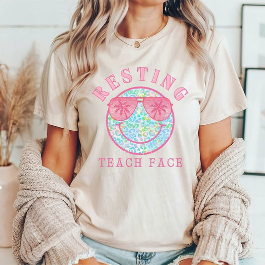 "Resting Teach Face" Teacher T-shirt - Teacher Care Crate - T-Shirt
