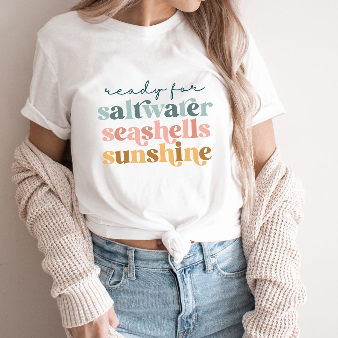 "Saltwater Seashells Sunshine" Teacher T-shirt - Teacher Care Crate - T-Shirt