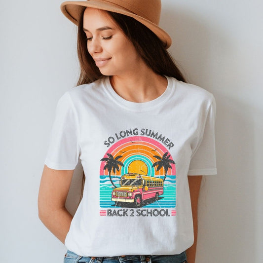 "So Long Summer" Vintage Distressed Teacher T-shirt - Teacher Care Crate - T-Shirt
