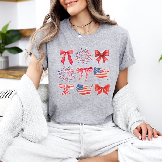 "Stars, Stripes, & Bows" 4th of JulyTeacher T-shirt - Teacher Care Crate - T-Shirt