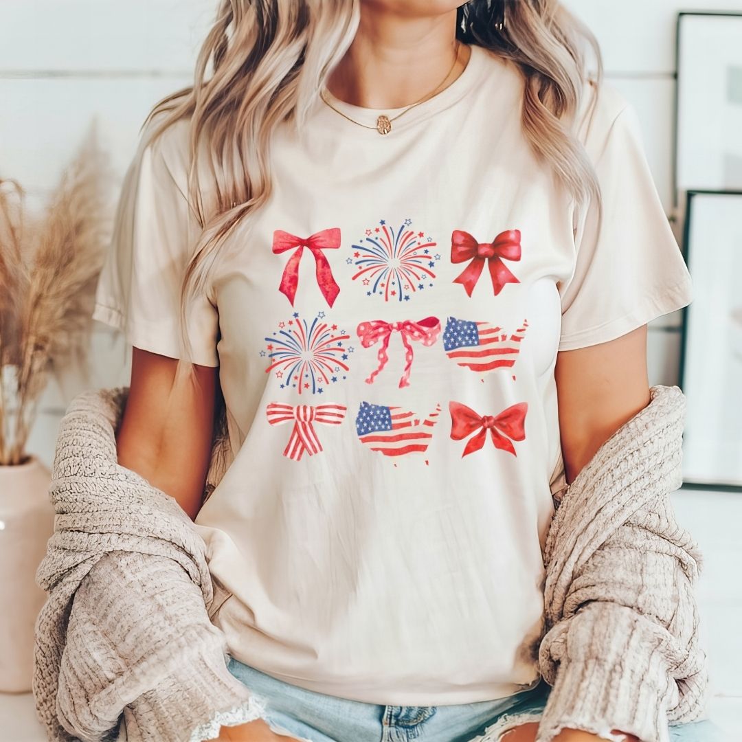 "Stars, Stripes, & Bows" 4th of JulyTeacher T-shirt - Teacher Care Crate - T-Shirt