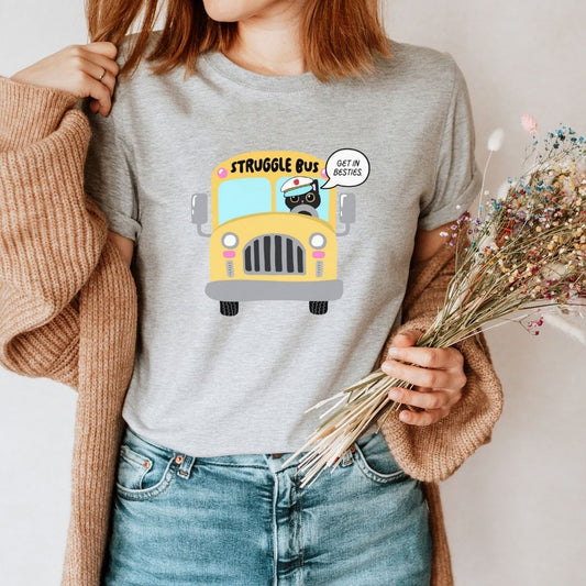 "Struggle Bus Black Cat" Funny Teacher T-shirt - Teacher Care Crate - T-Shirt