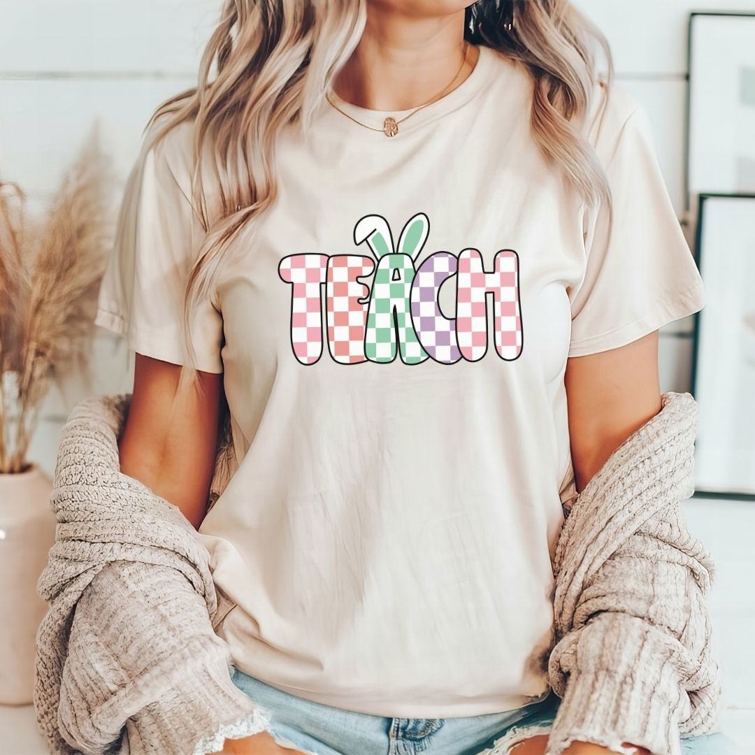 "Teach Bunny Ears" Easter Teacher T-shirt - Teacher Care Crate - T-Shirt