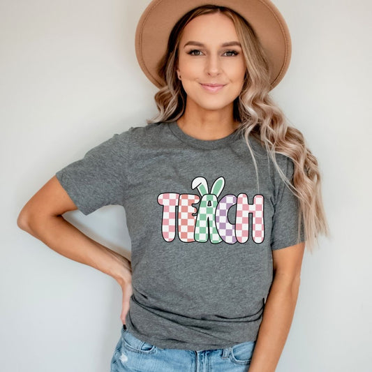 "Teach Bunny Ears" Easter Teacher T-shirt - Teacher Care Crate - T-Shirt