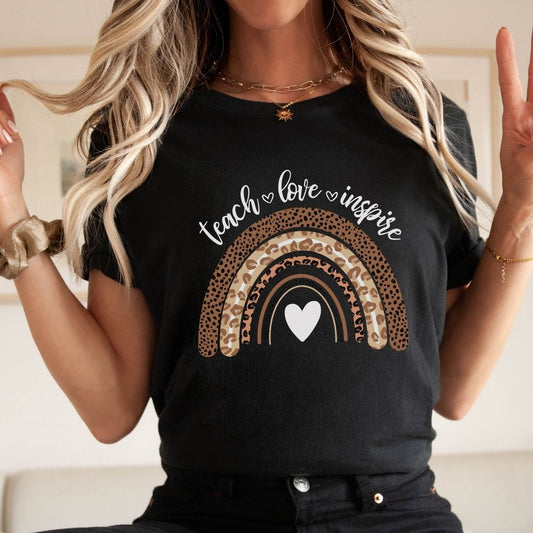 "Teach Love Inspire" Rainbow Teacher T-shirt - Teacher Care Crate - T-Shirt