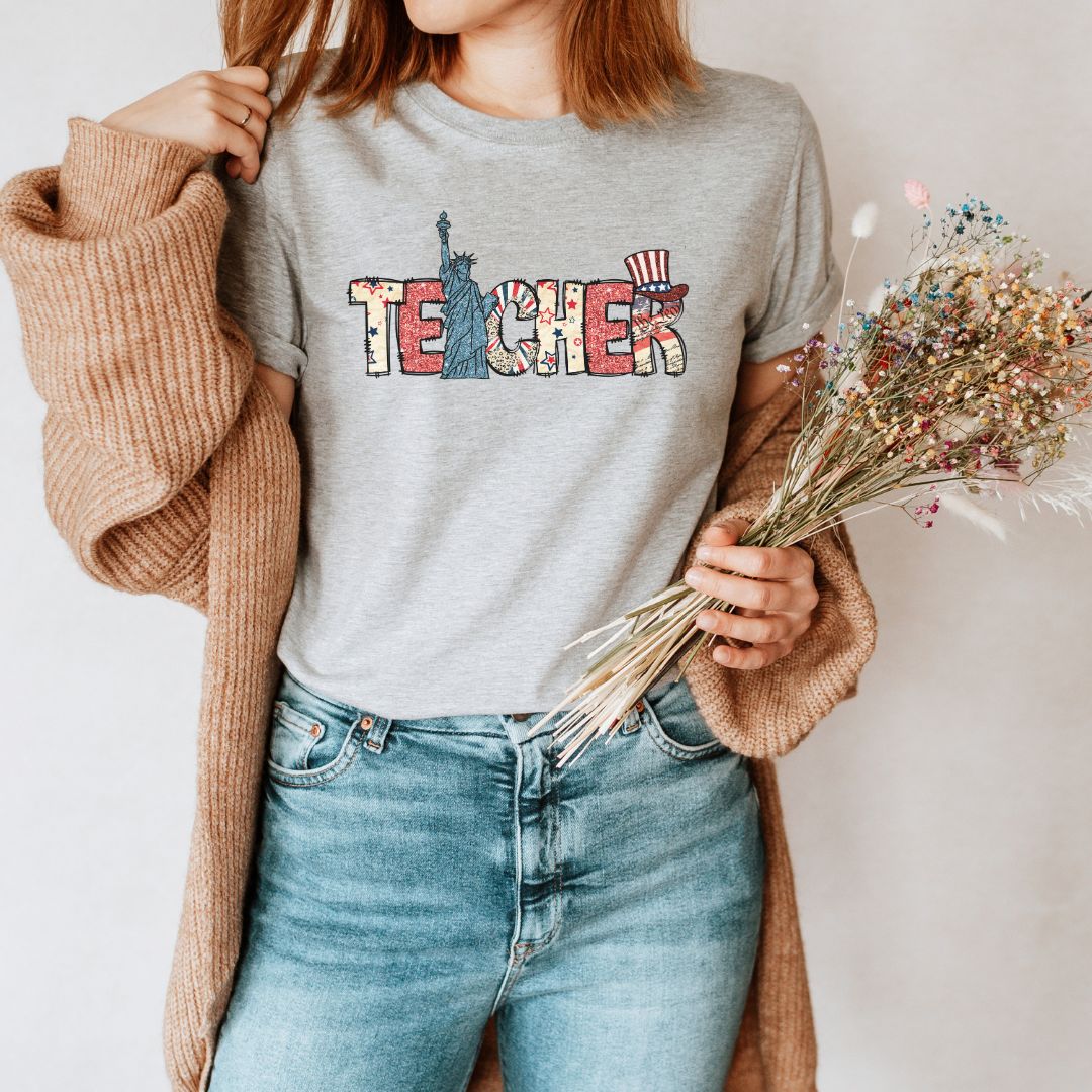 "Teacher" 4th of July Teacher T-shirt - Teacher Care Crate - T-Shirt