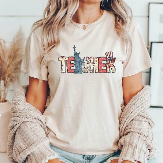 "Teacher" 4th of July Teacher T-shirt - Teacher Care Crate - T-Shirt