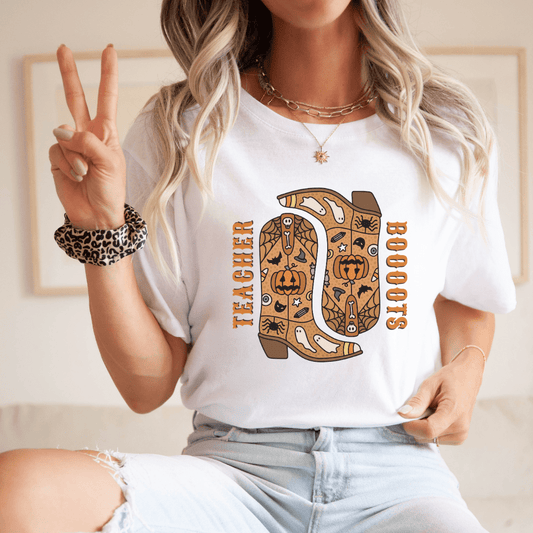 "Teacher Boooots" Halloween Teacher T-shirt - Teacher Care Crate - T-Shirt