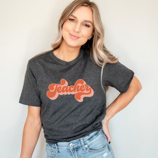 "Teacher" Retro Teacher T-shirt - Teacher Care Crate - T-Shirt