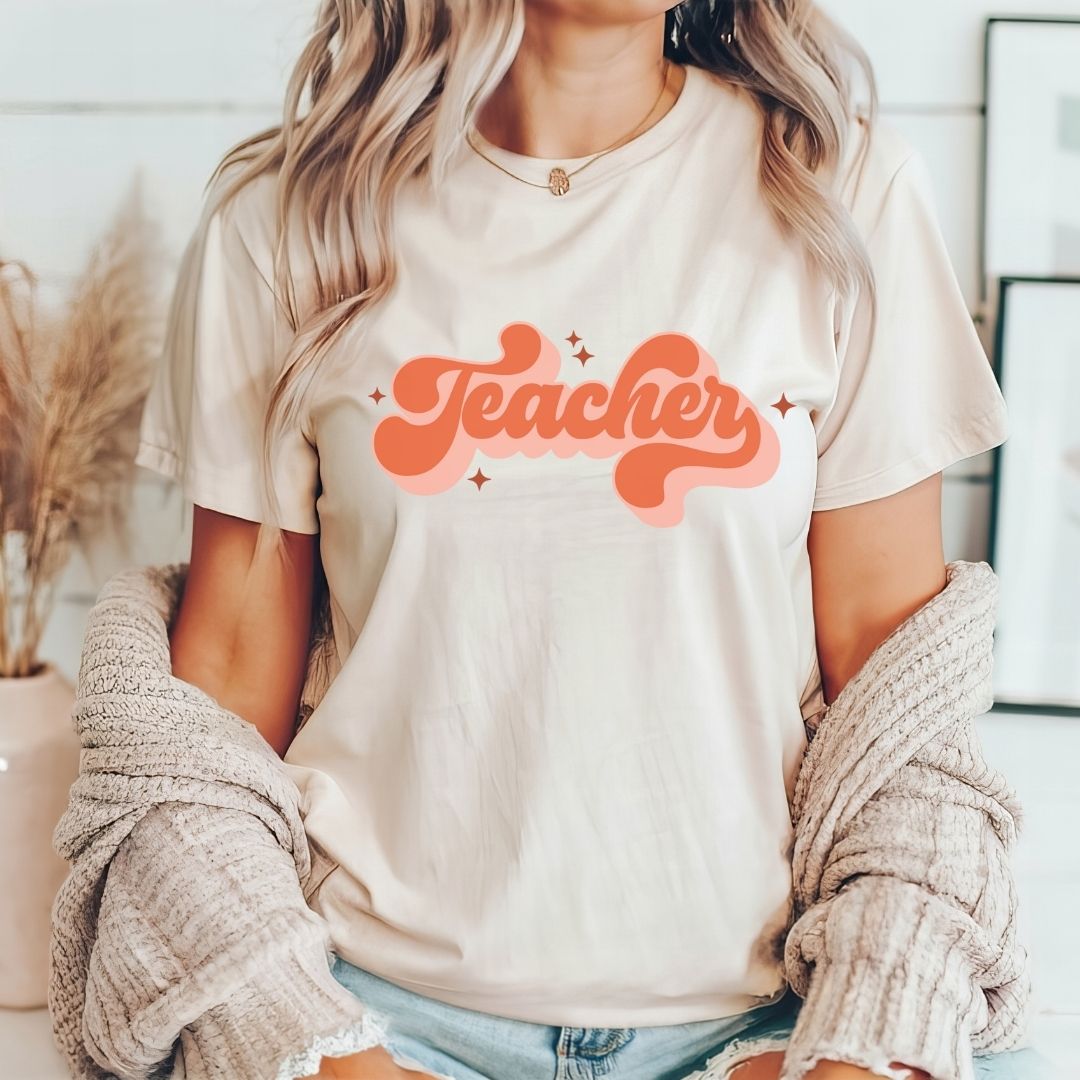 "Teacher" Retro Teacher T-shirt - Teacher Care Crate - T-Shirt