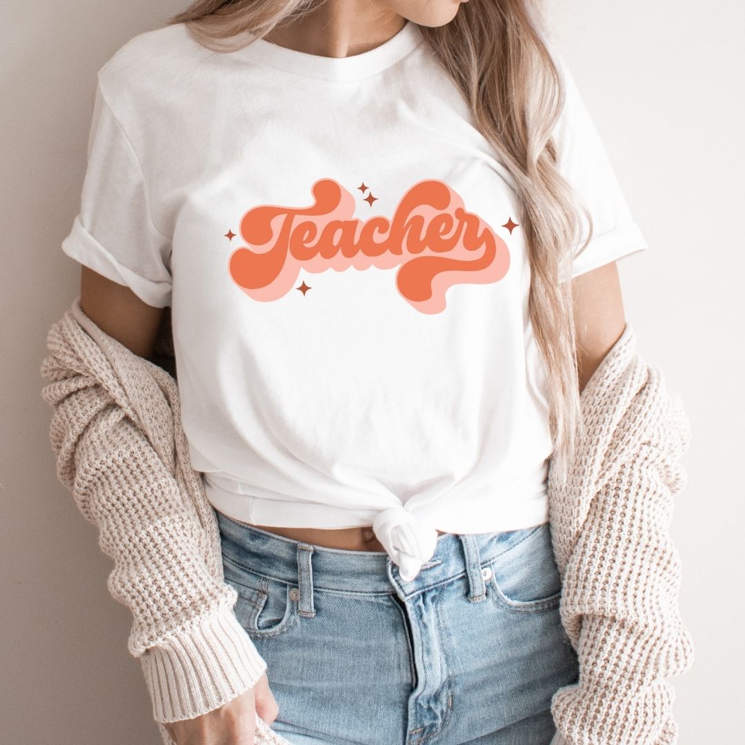 "Teacher" Retro Teacher T-shirt - Teacher Care Crate - T-Shirt