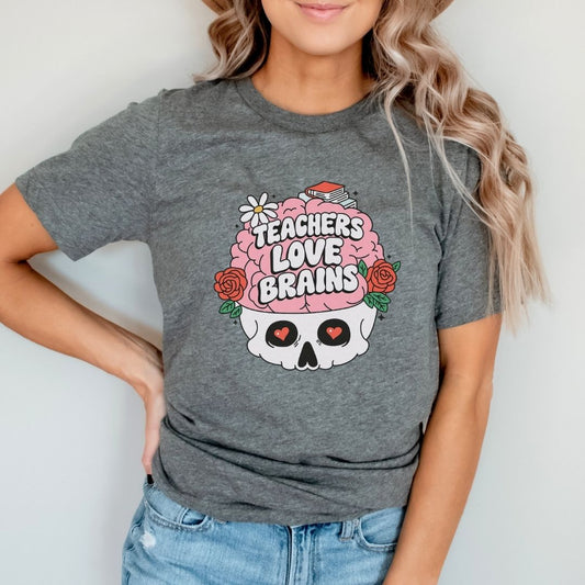 "Teachers Love Brains" Rosy Brain Teacher T-shirt - Teacher Care Crate - T-Shirt