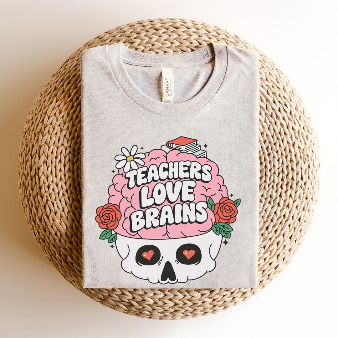"Teachers Love Brains" Rosy Brain Teacher T-shirt - Teacher Care Crate - T-Shirt