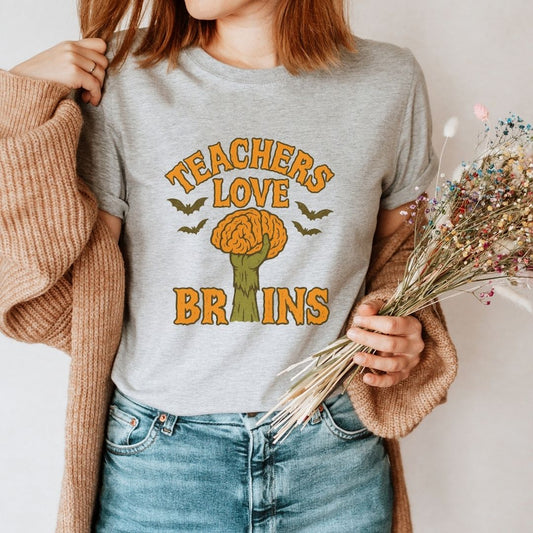 "Teachers Love Brains" Zombie Teacher T-shirt - Teacher Care Crate - T-Shirt