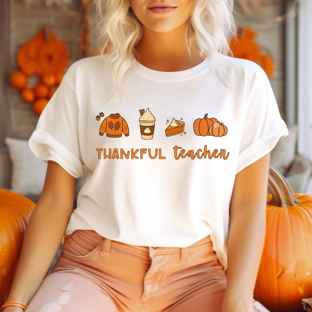 "Thankful Teacher" Favorite Items Teacher T-shirt - Teacher Care Crate - T-Shirt