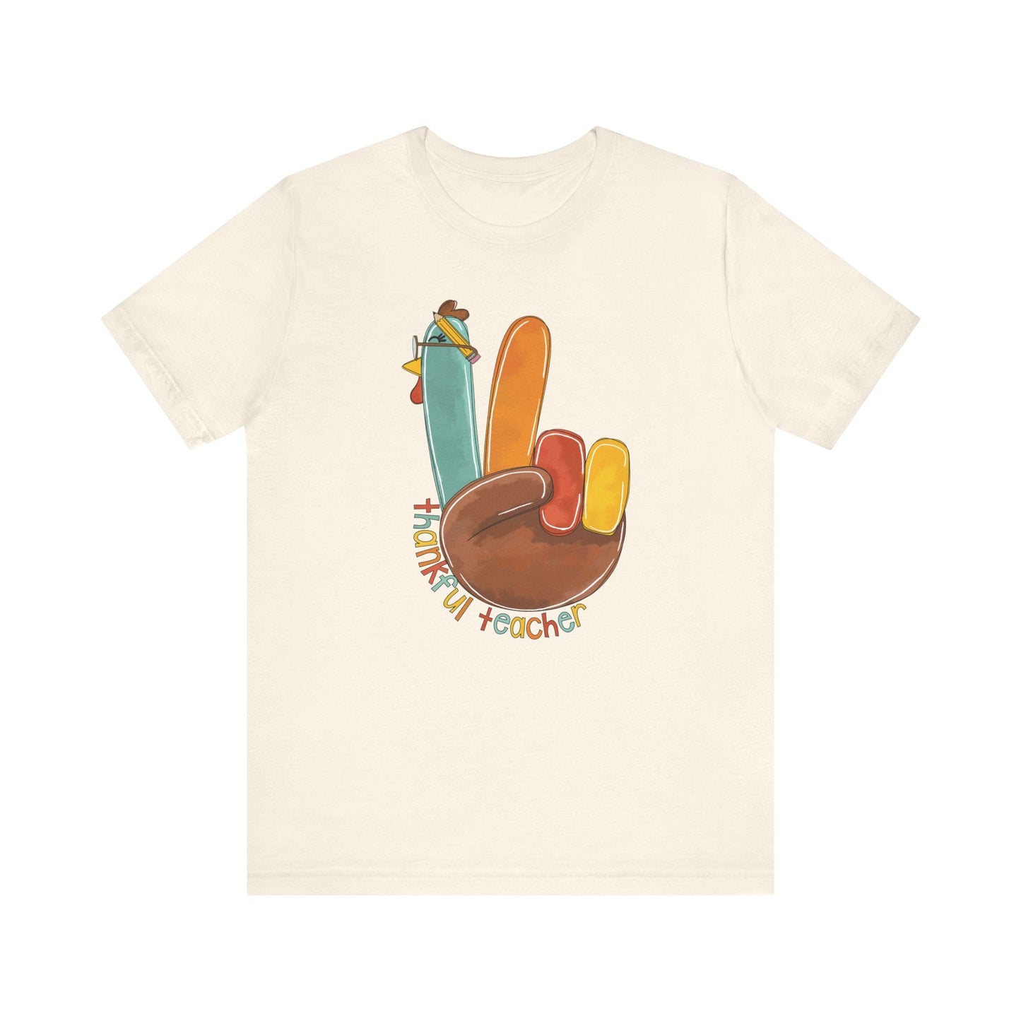 "Thankful Teacher Turkey Hand" Thanksgiving Teacher T-shirt - Teacher Care Crate - T-Shirt