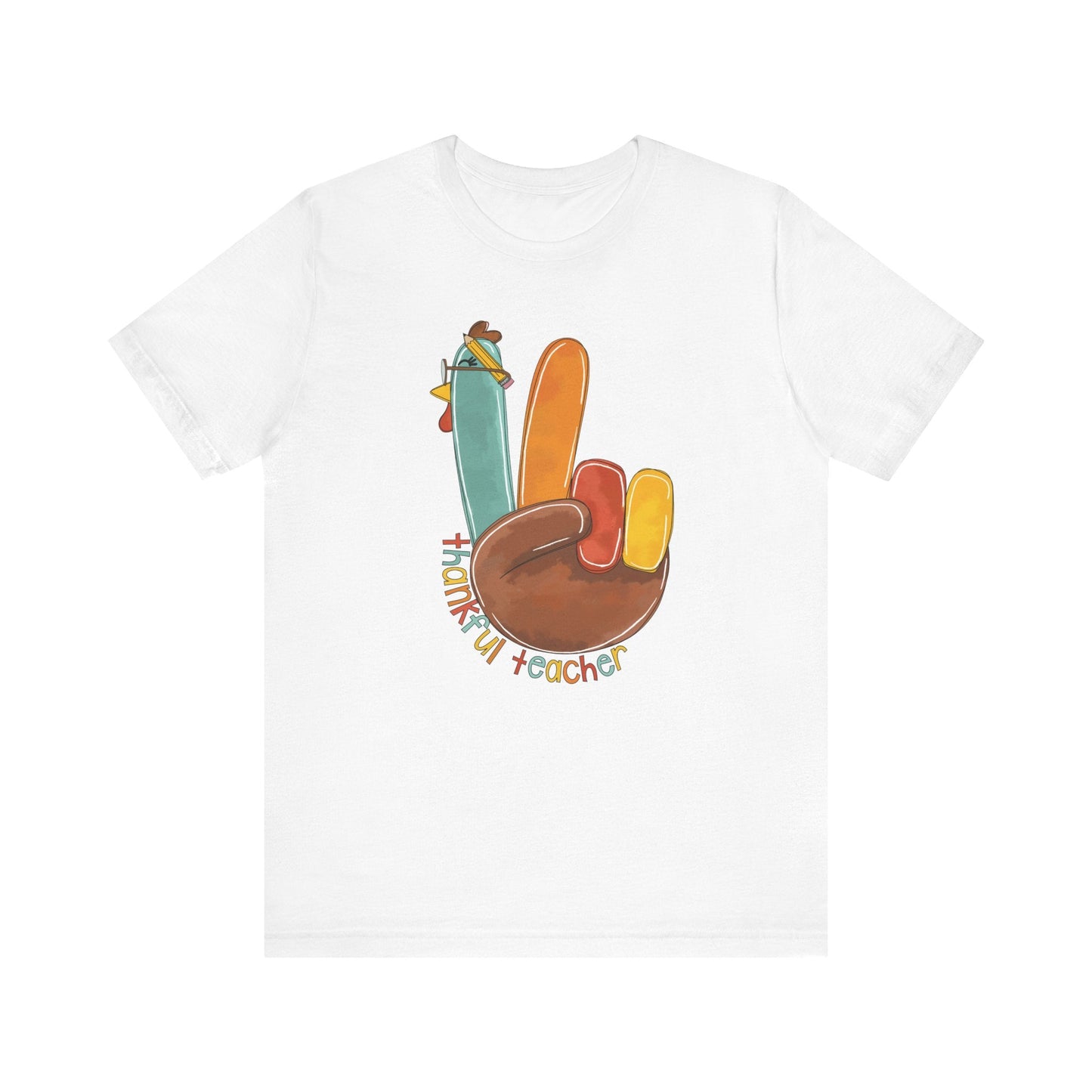 "Thankful Teacher Turkey Hand" Thanksgiving Teacher T-shirt - Teacher Care Crate - T-Shirt