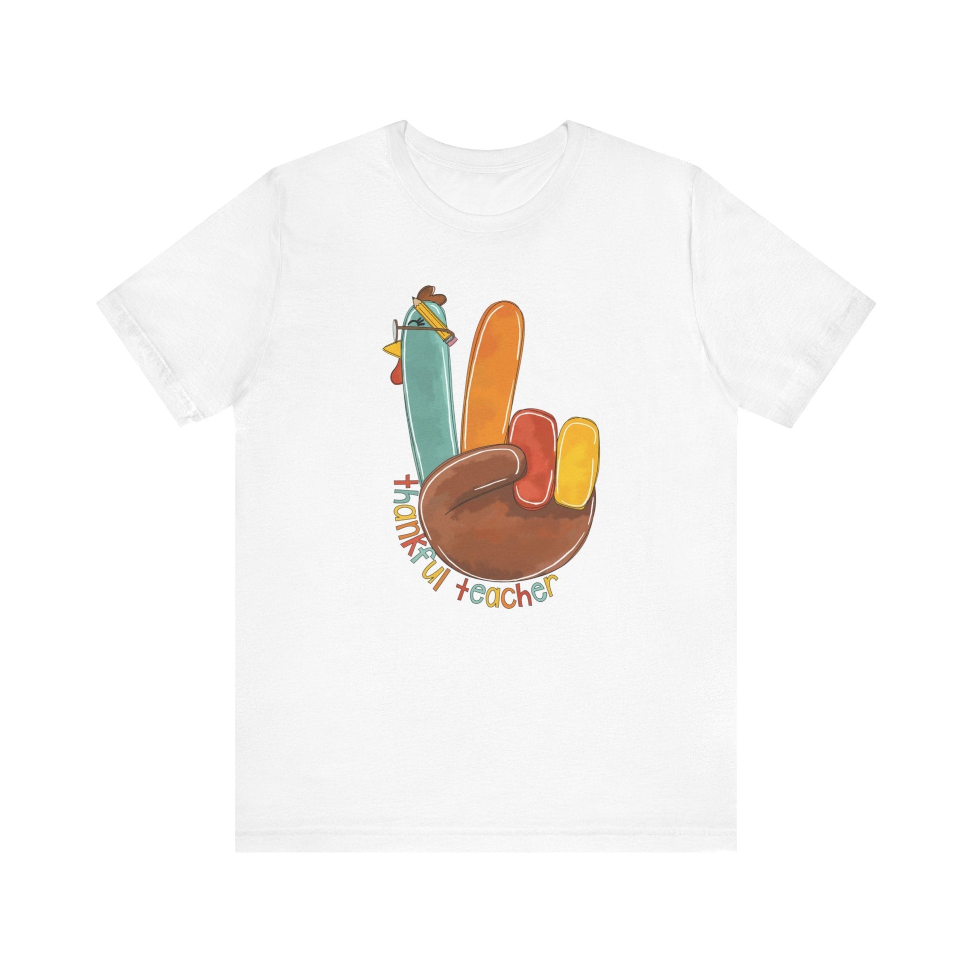 "Thankful Teacher Turkey Hand" Thanksgiving Teacher T-shirt - Teacher Care Crate - T-Shirt