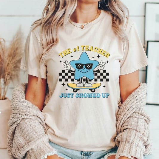 "The 1 Teacher Just Showed Up" Teacher T-shirt - Teacher Care Crate - T-Shirt