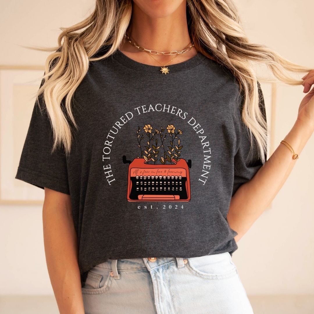 "The Tortured Teachers Department" Typewriter Teacher T-shirt - Teacher Care Crate - T-Shirt