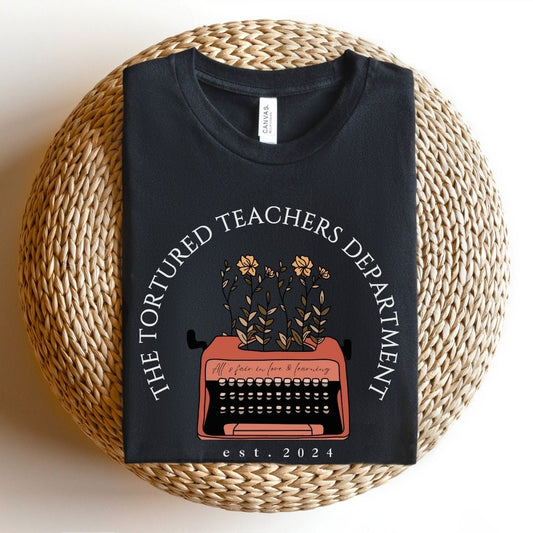 "The Tortured Teachers Department" Typewriter Teacher T-shirt - Teacher Care Crate - T-Shirt
