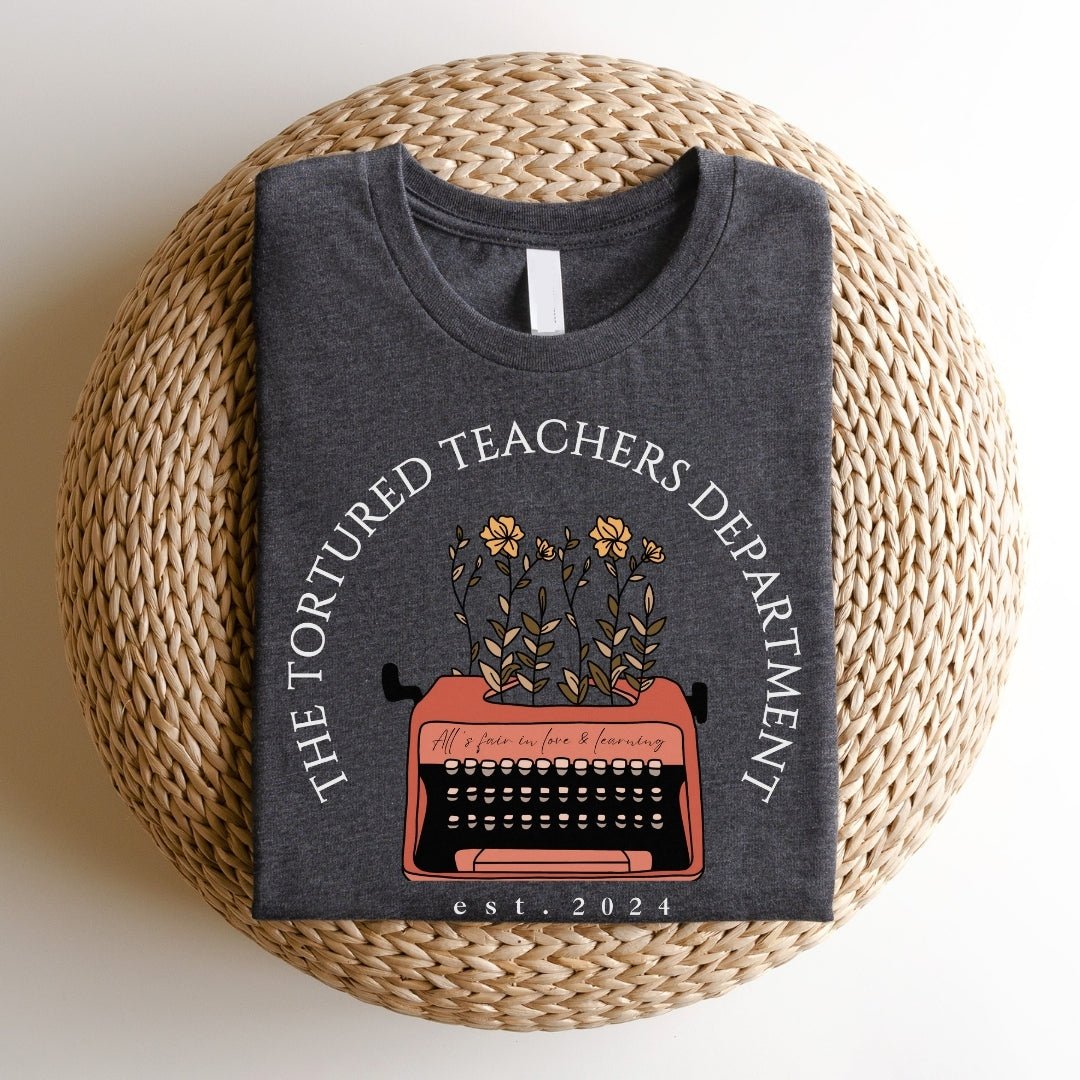 "The Tortured Teachers Department" Typewriter Teacher T-shirt - Teacher Care Crate - T-Shirt