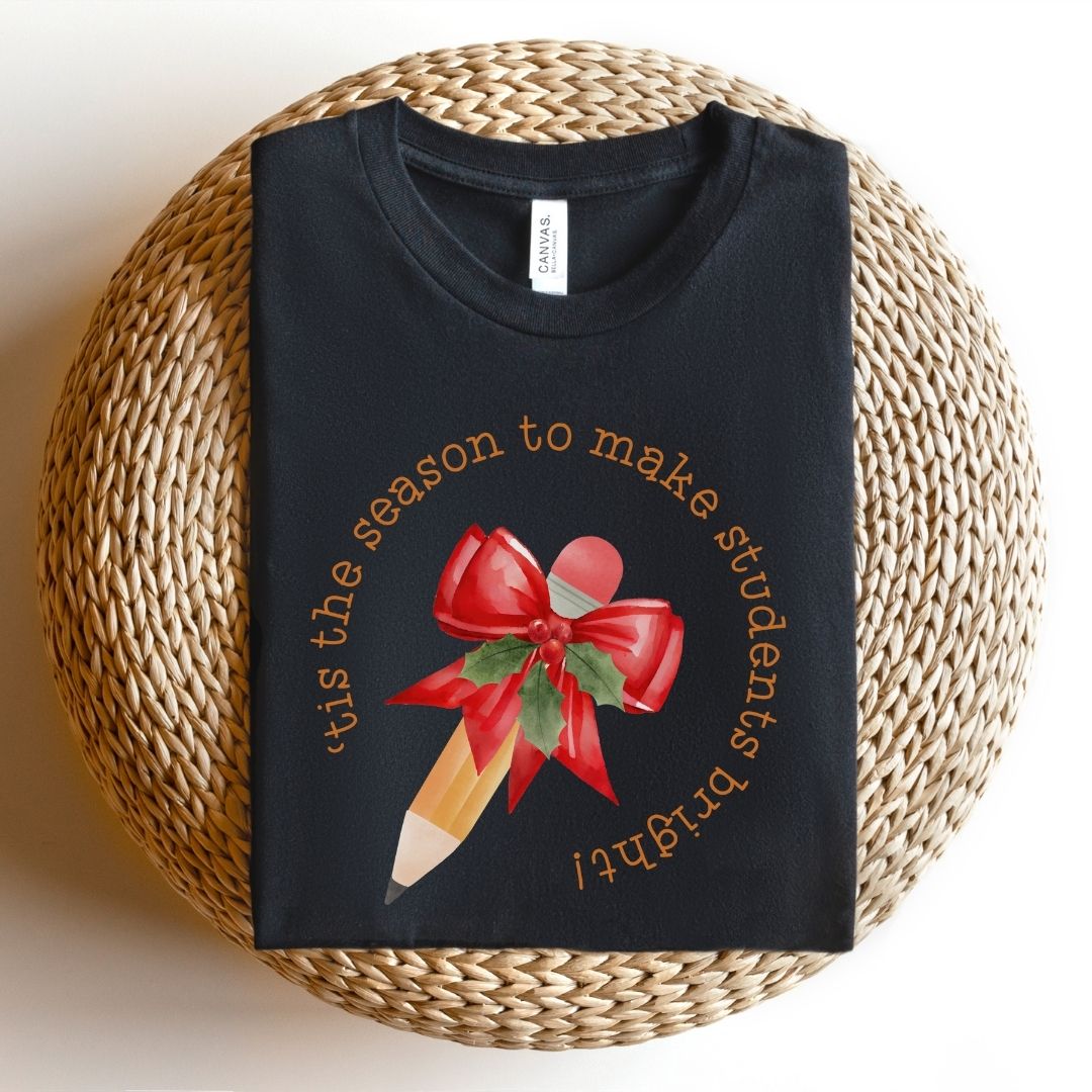 "Tis' the Season to Make Students Bright" Teacher T-shirt - Teacher Care Crate - T-Shirt