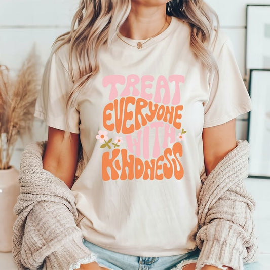 "Treat Everyone with Kindness" Pink Teacher T-shirt - Teacher Care Crate - T-Shirt