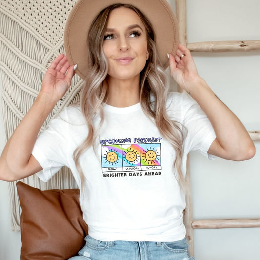 "Upcoming Forecast: Brighter Days Ahead" Weekend Teacher T-shirt - Teacher Care Crate - T-Shirt