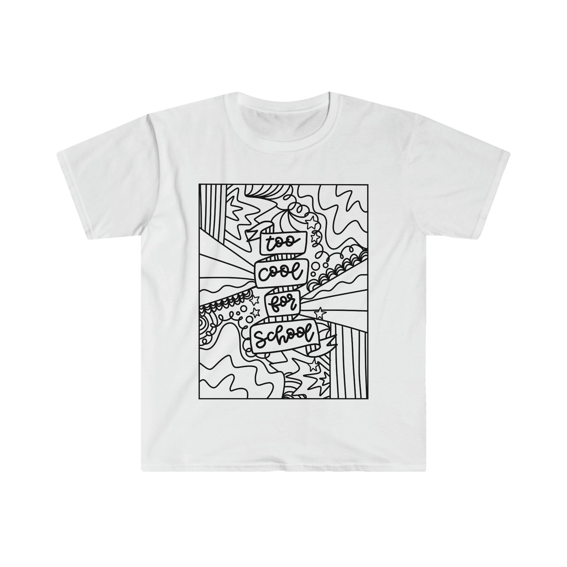 "Too Cool for School" Black & White Teacher T-shirt - Teacher Care Crate - T-Shirt